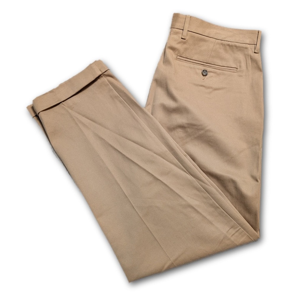 JCREW Olimpias Fabrics Mens Pants CQ945 Khaki 36x32 Italian Fabric Woven Regular